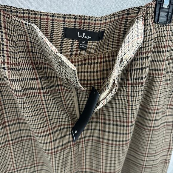 Lulu's Perfect Study Brown Plaid High-Rise Midi Skirt- Women's Size Medium - Picture 5 of 5